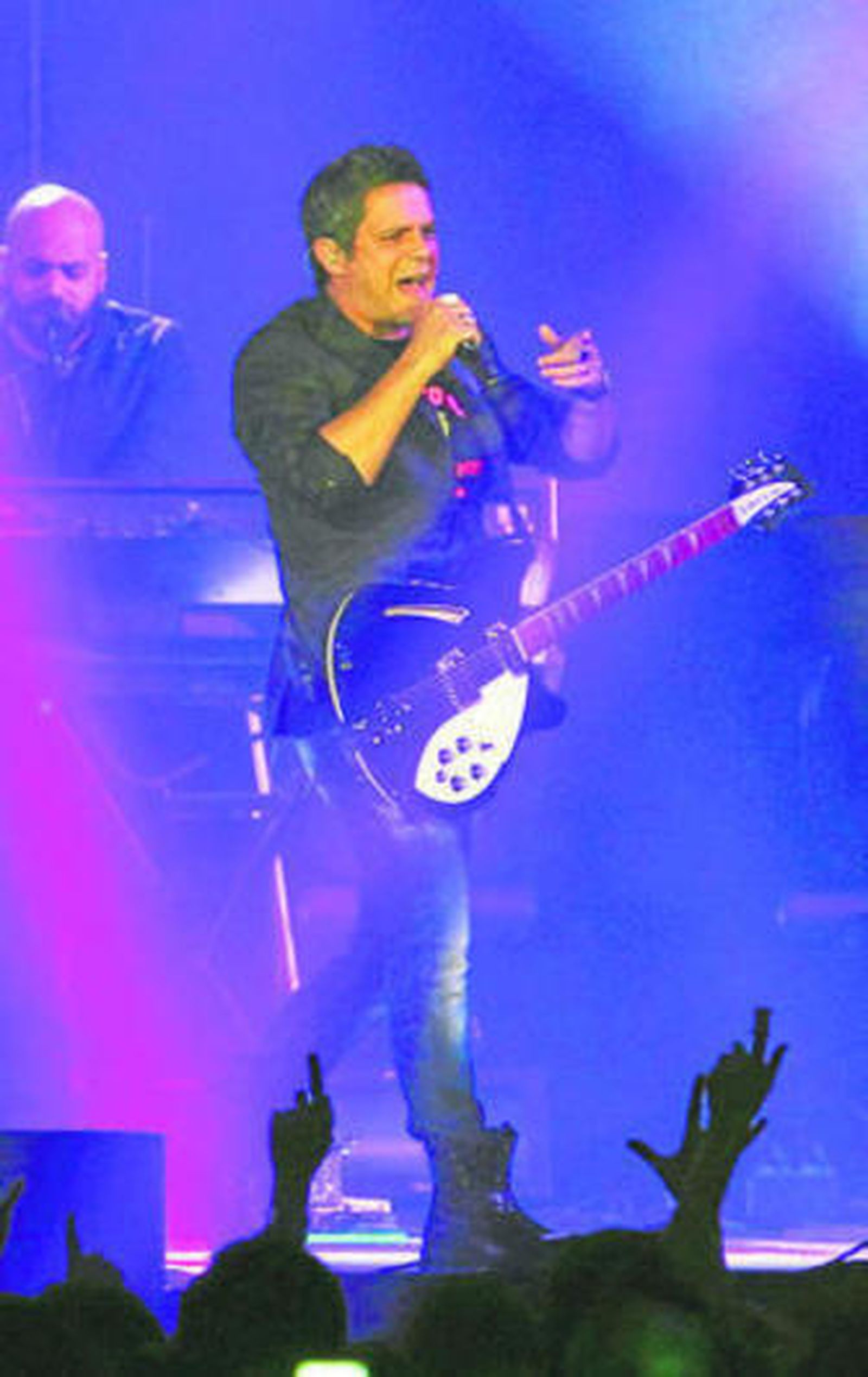 El cantante, en el arranque de la gira en Barcelona.