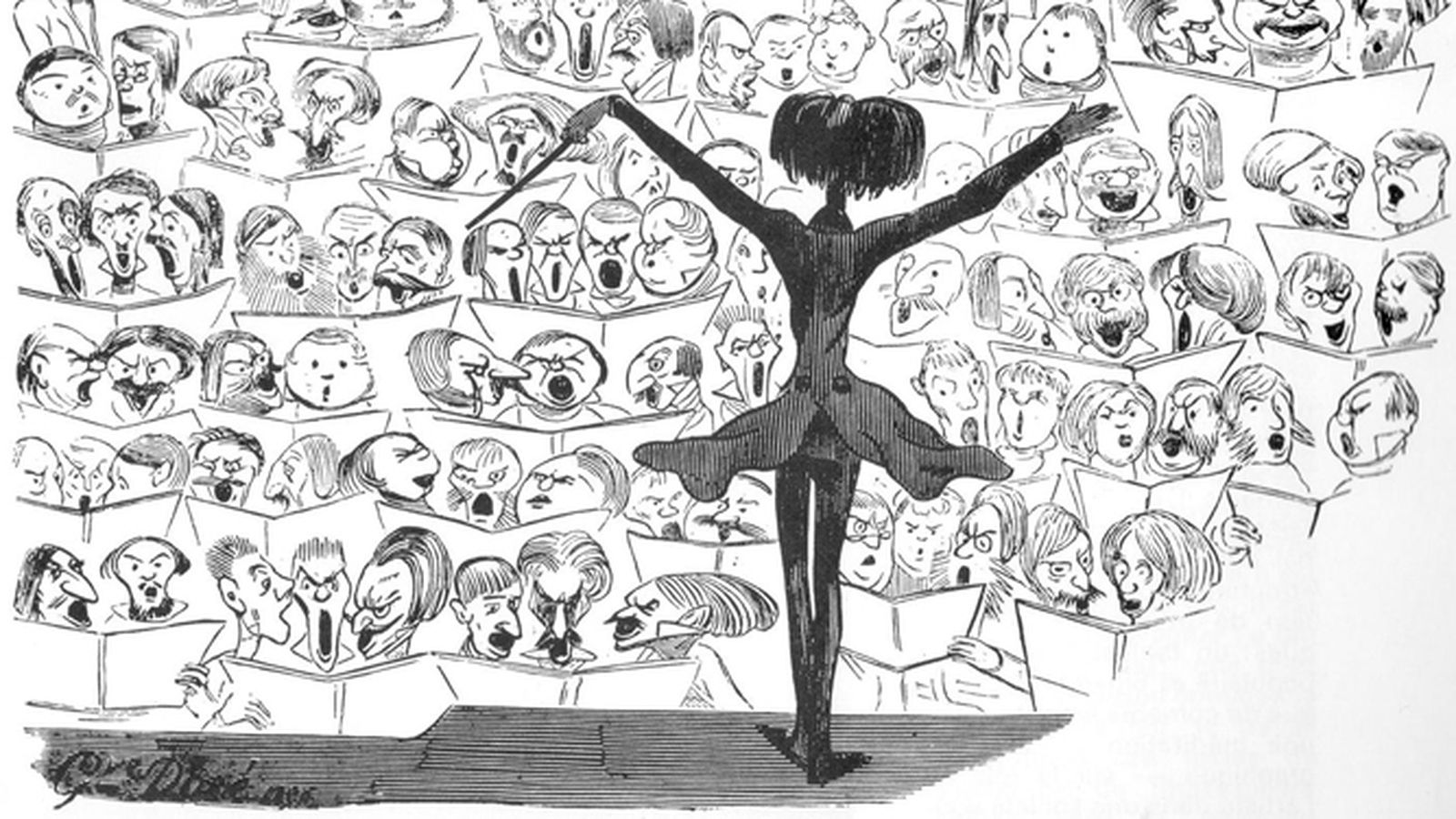 El compositor Hector Berlioz (La Côte-Saint-André, 1803-París, 1869) visto como director por Gustave Doré.