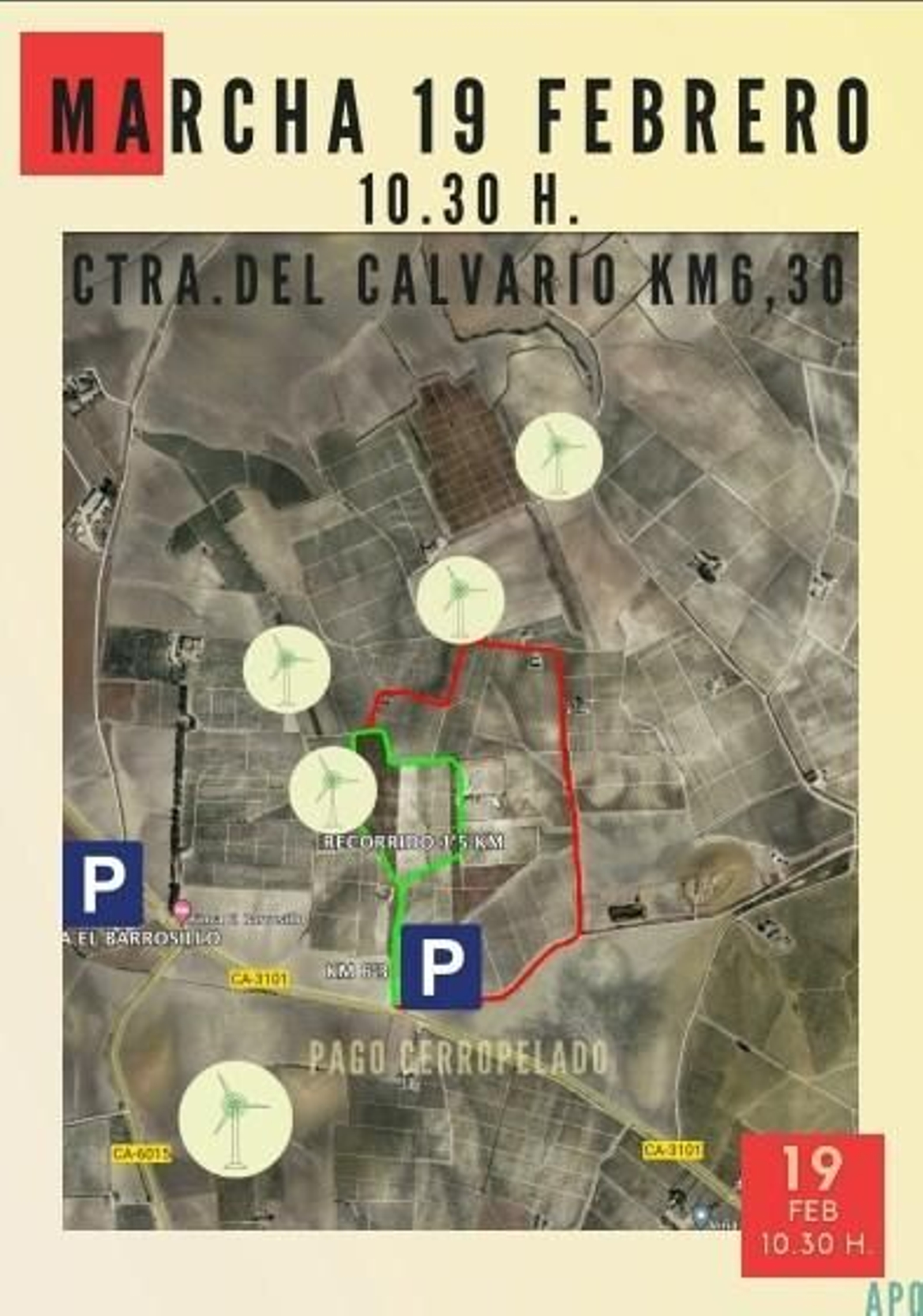 Plano de localización del punto de partida y recorrido de la marcha.
