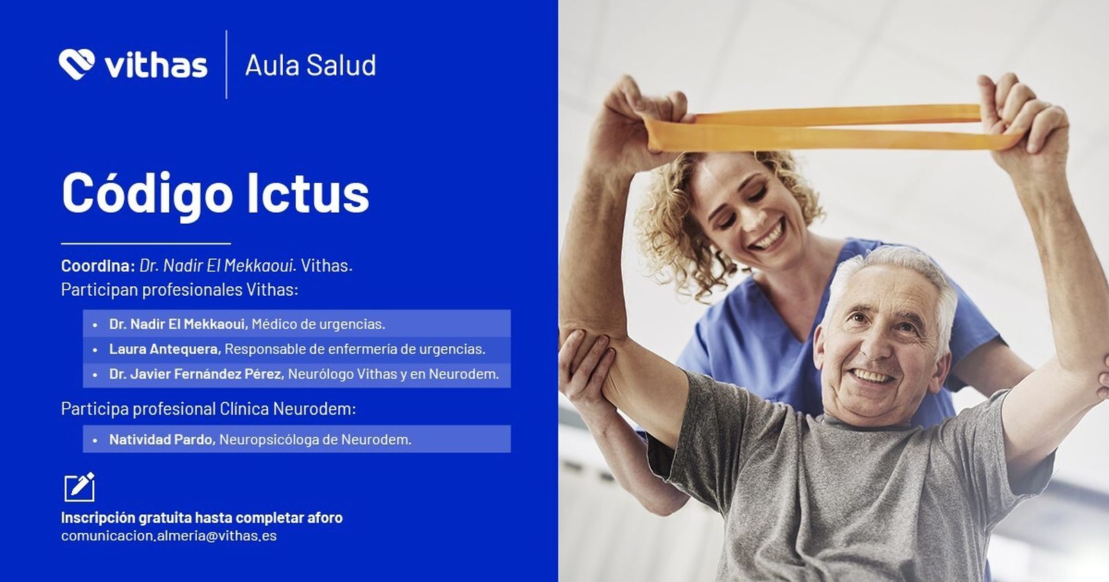 Cartel informativo de la actividad de Aula Salud de Vithas Almería