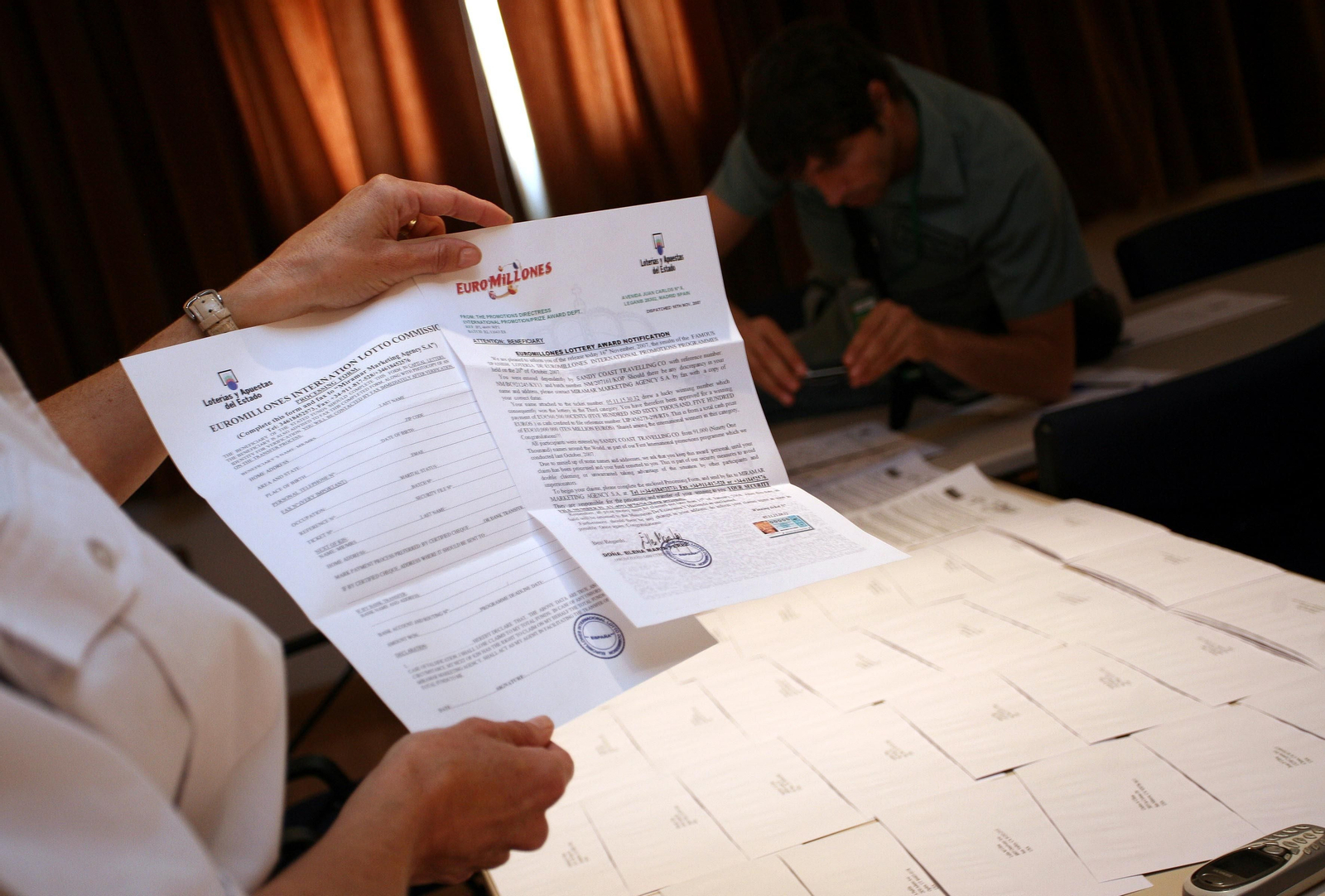 Una de las misivas de la estafa de la lotería.