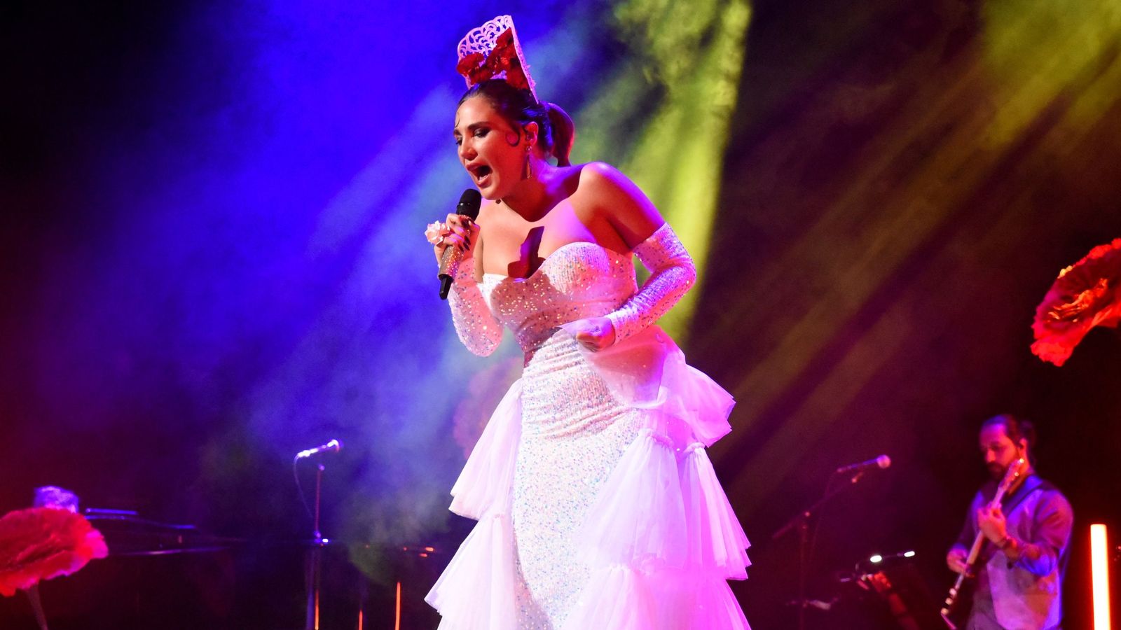 Laura Gallego durante un concierto.