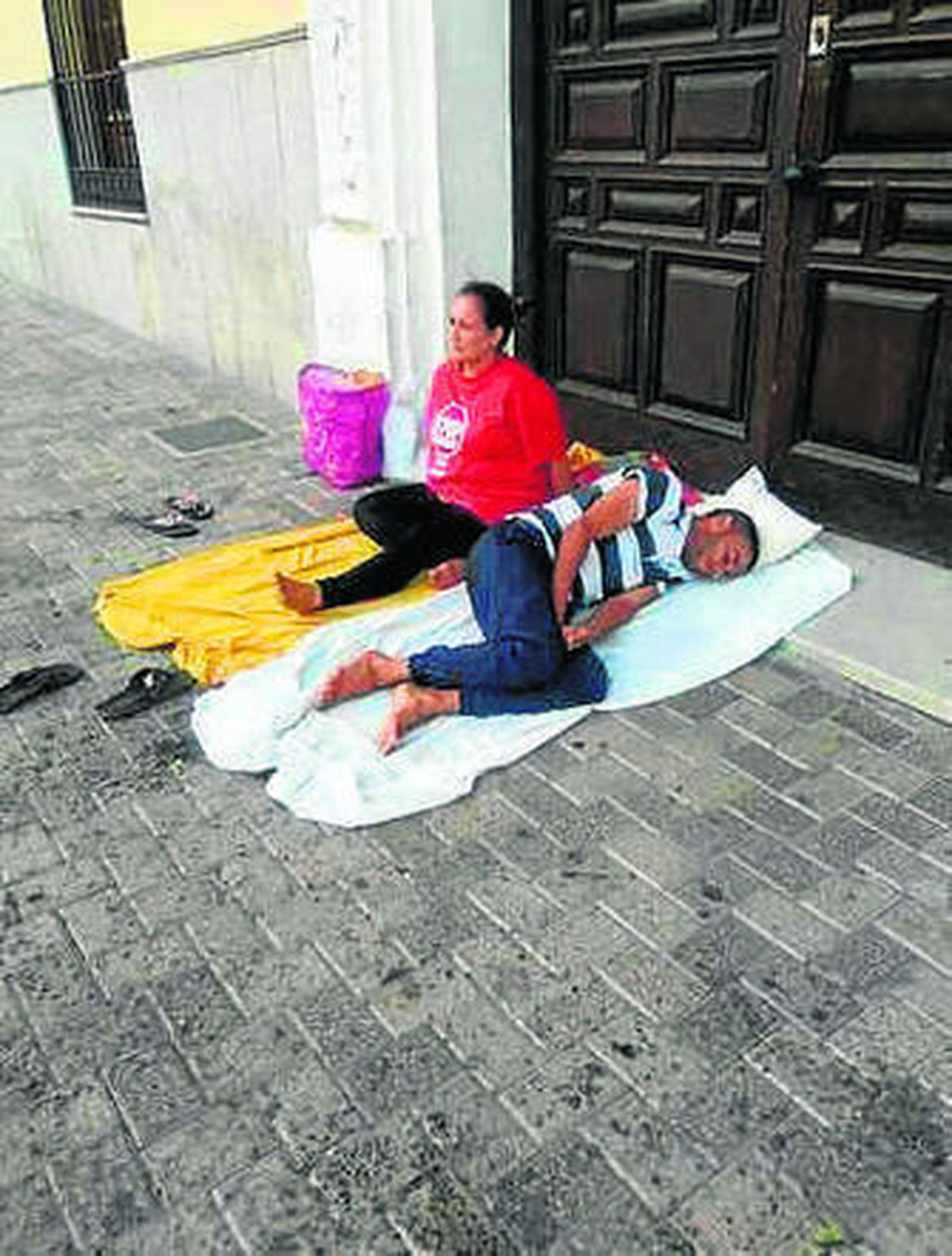 Los afectados durante su huelga