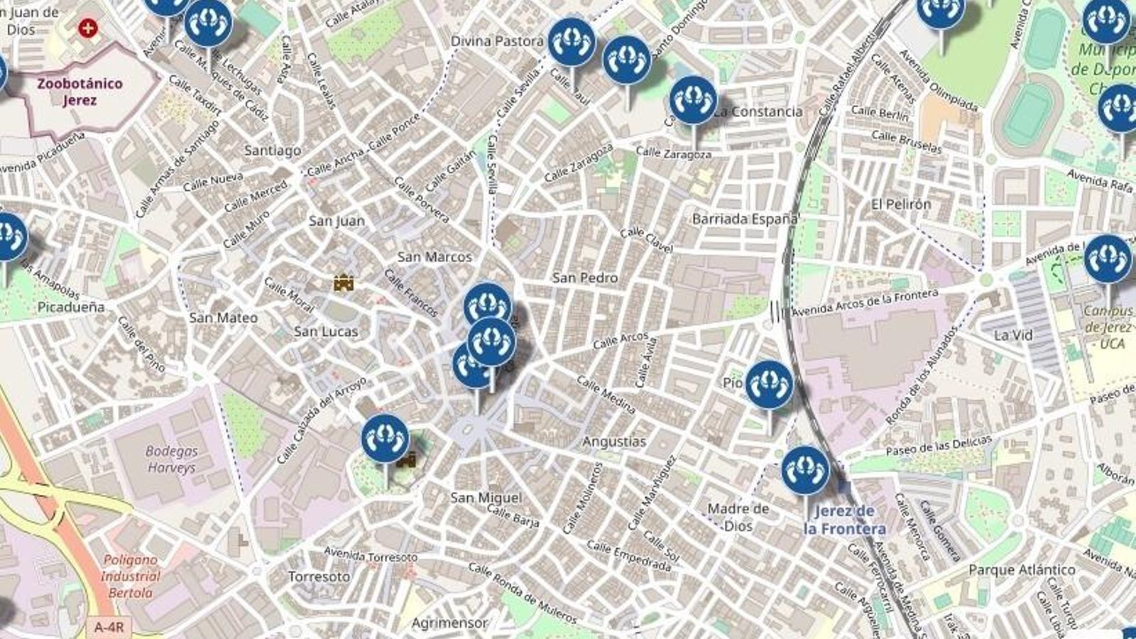 Mapa de picaderos de Jerez