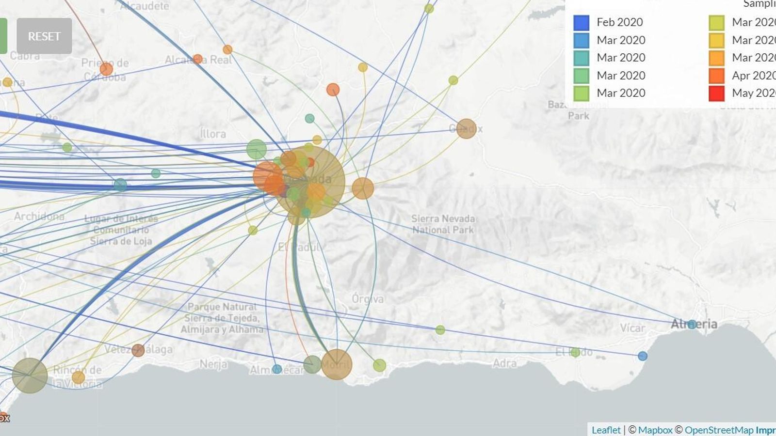 Evolución de coronavirus en Granada