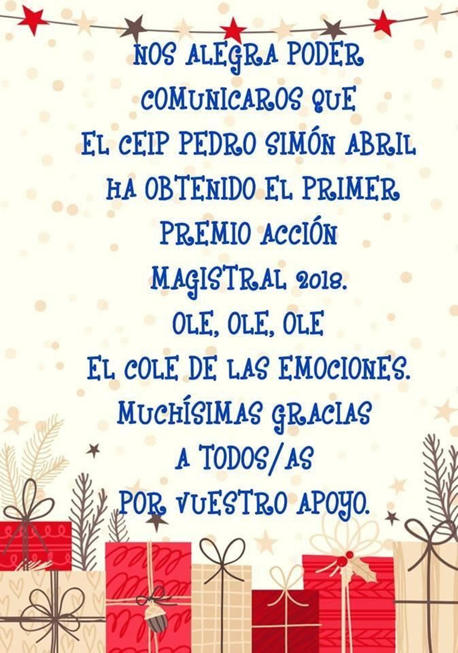 Agradecimiento del colegio Pedro Simón Abril.