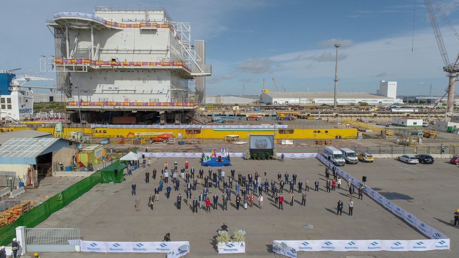 Entrega de la plataforma para Acto de entrega de la plataforma para Aibel y Equinor en el astillero de Navantia Puerto Real. Entrega de la plataforma para Acto de entrega de la plataforma para Aibel y Equinor en el astillero de Navantia Puerto Real.