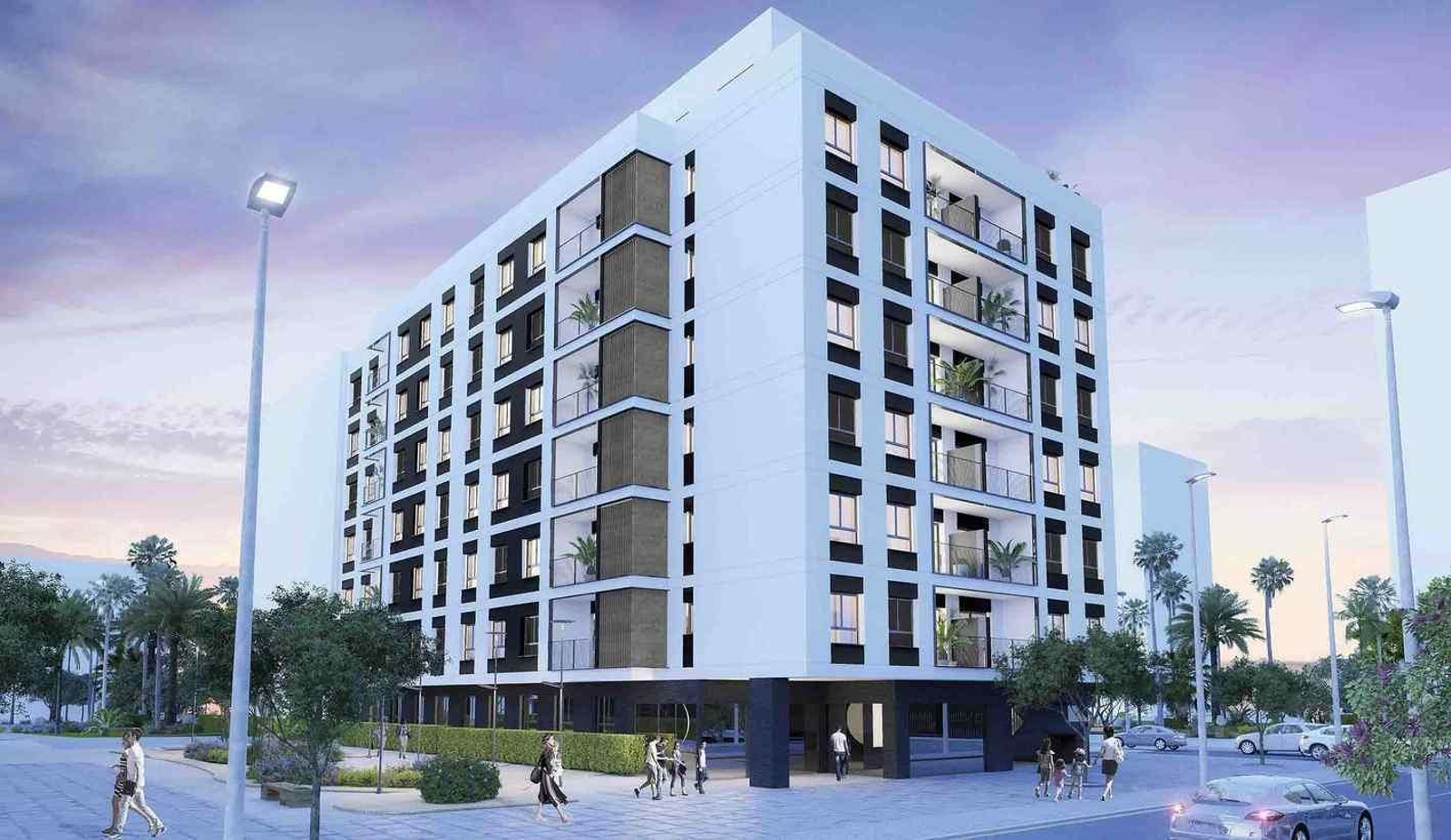 Diseño de uno de los edificios a construir en Los Guindos.