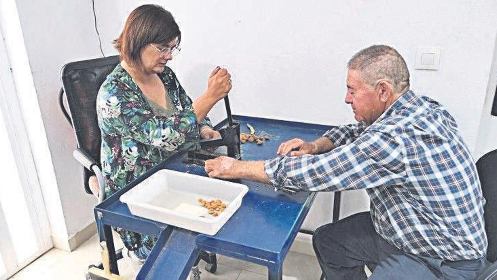 Emma Sola, de Cantavilanos, pela la almendra antes del escandallo.