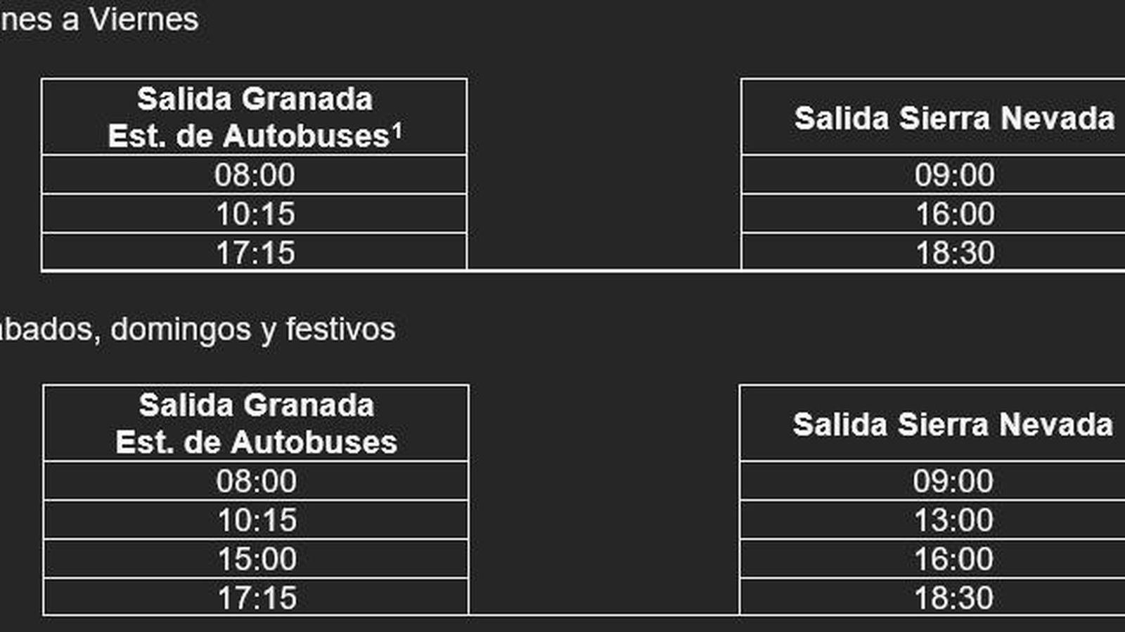 Horario del bus
