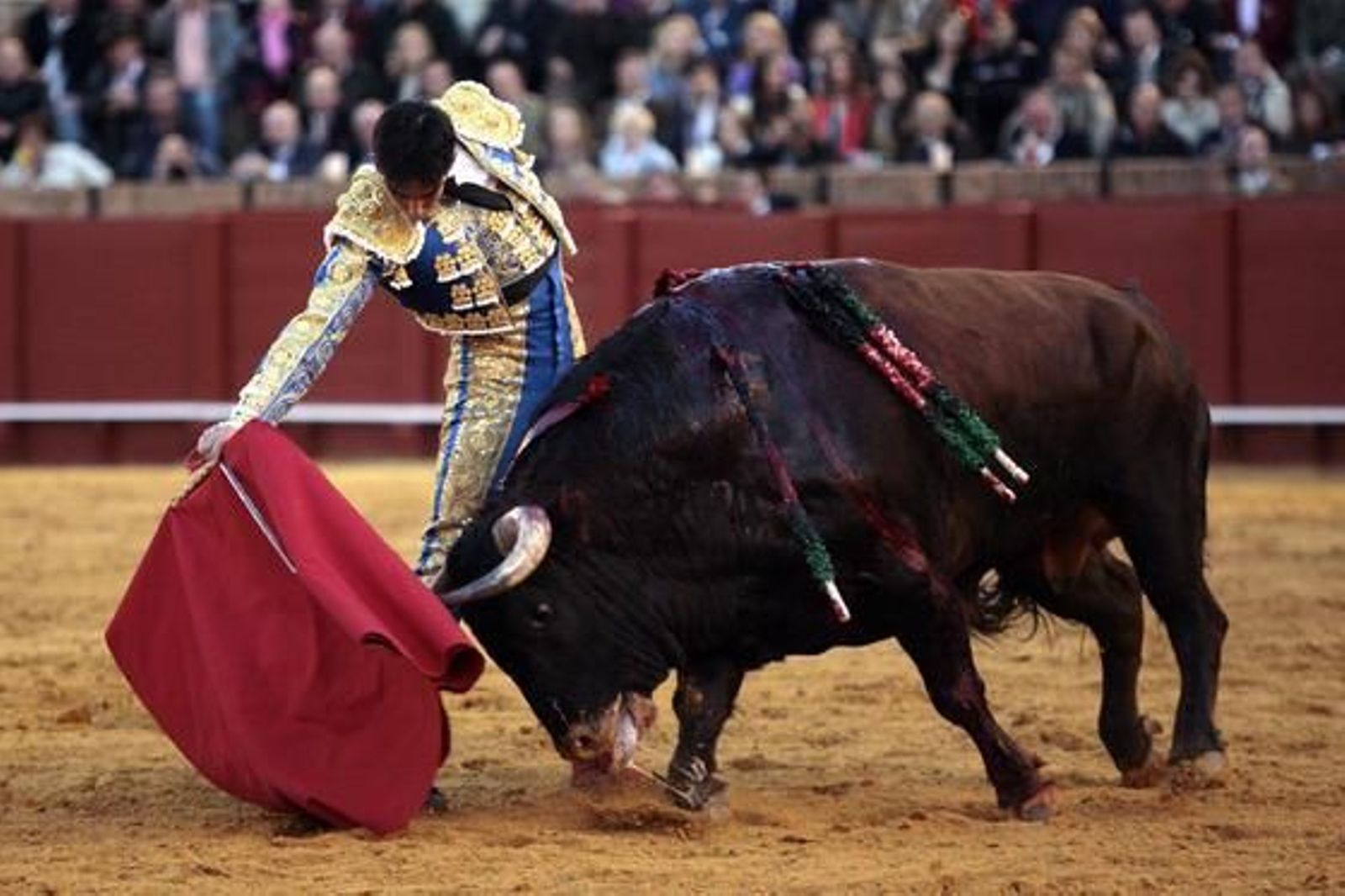 El malagueño Jiménez Cortés, en el cierre de su faena al sexto toro.

Foto: Juan Carlos Muñoz