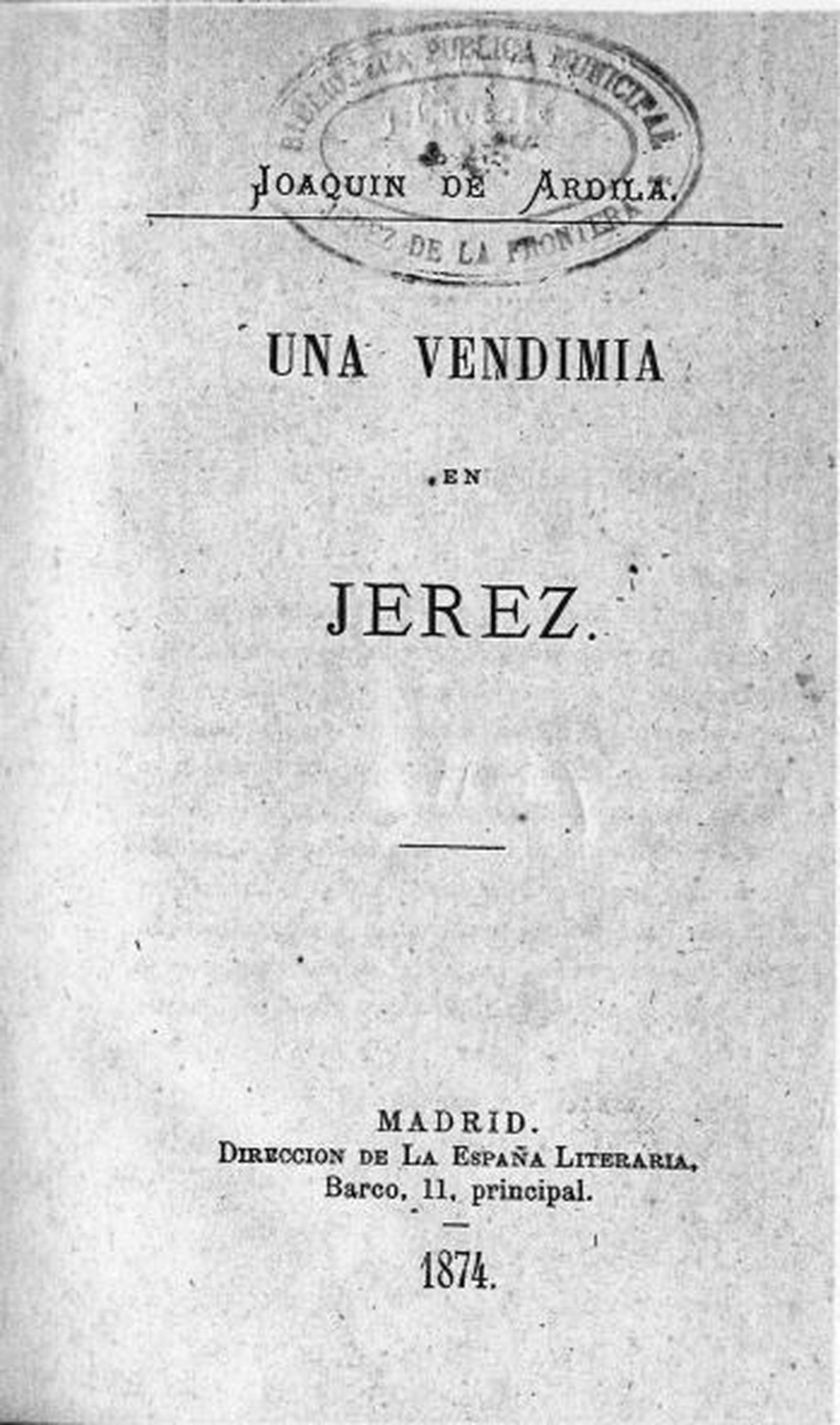 Portada de 'Una vendimia en Jerez', de Joaquín Ardila.