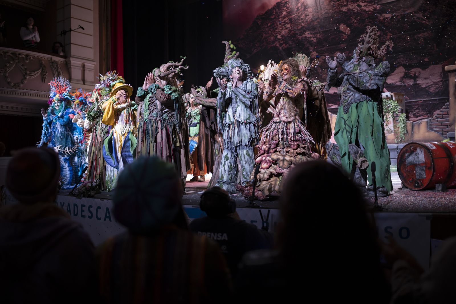 Imágenes de la actuación de la comparsa de Huelva "La vieja verde" en el Carnaval Colombino