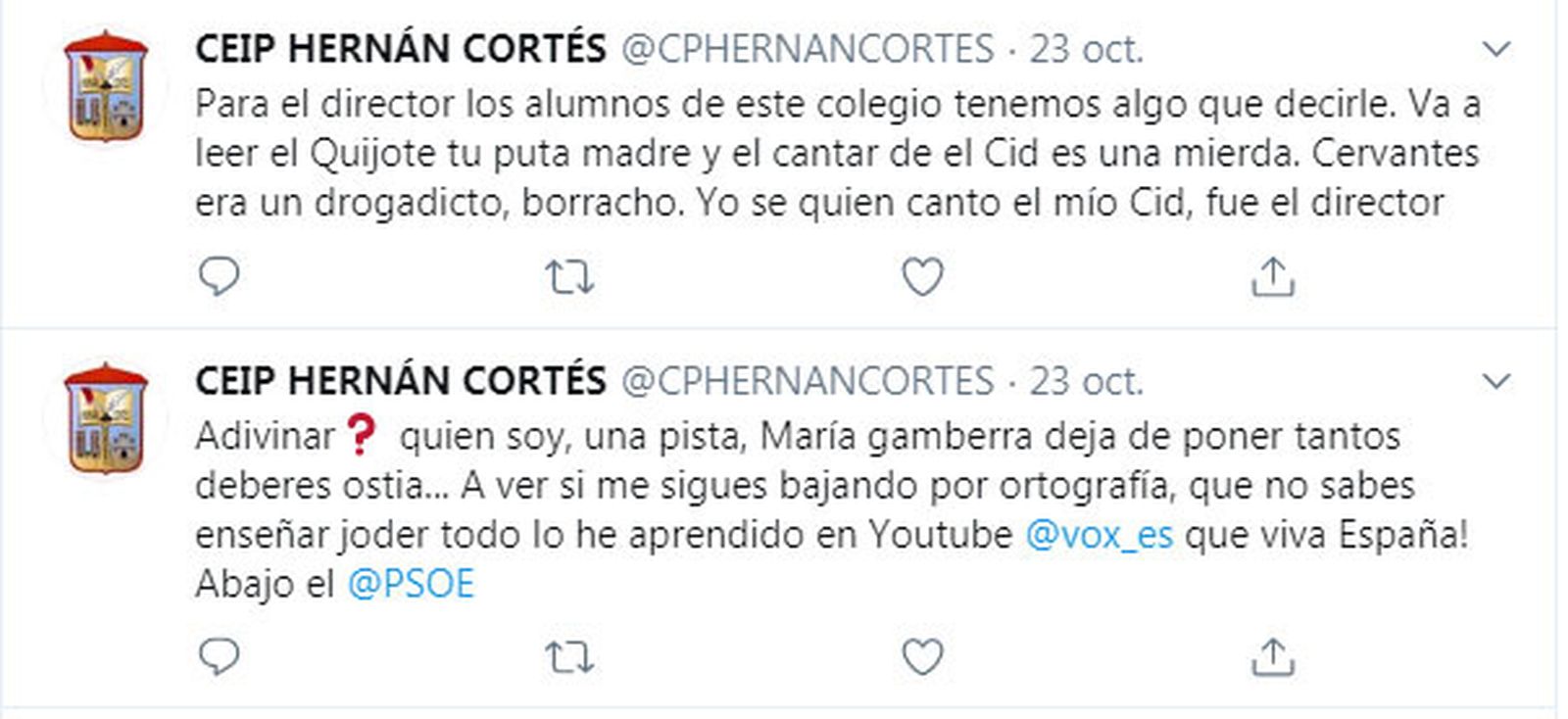 Dos de los tuit que ha publicado el hacker.