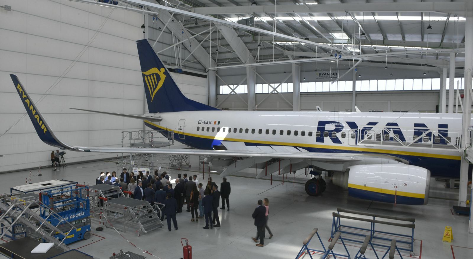 Hangar de Rayanair en el Aeropuerto de Sevilla el día de la inauguración de las nuevas instalaciones.