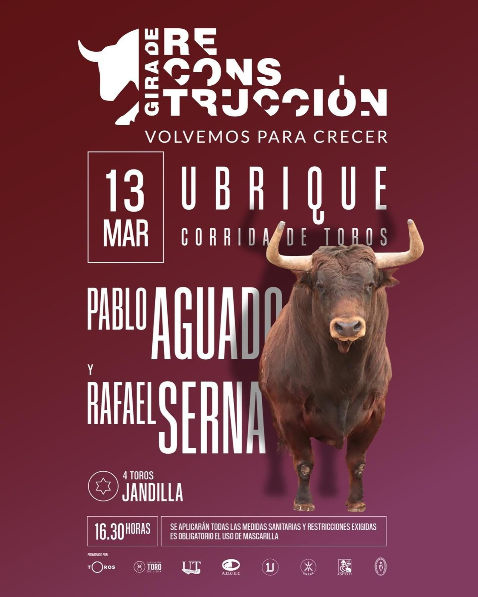 Cartel de la corrida del 13 de marzo en Ubrique.