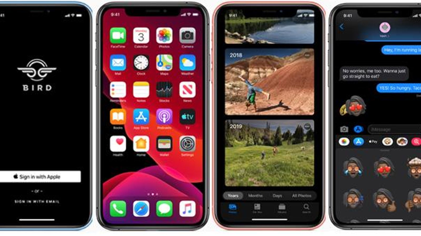 Capturas del sistema operativo iOS 13 de Apple.