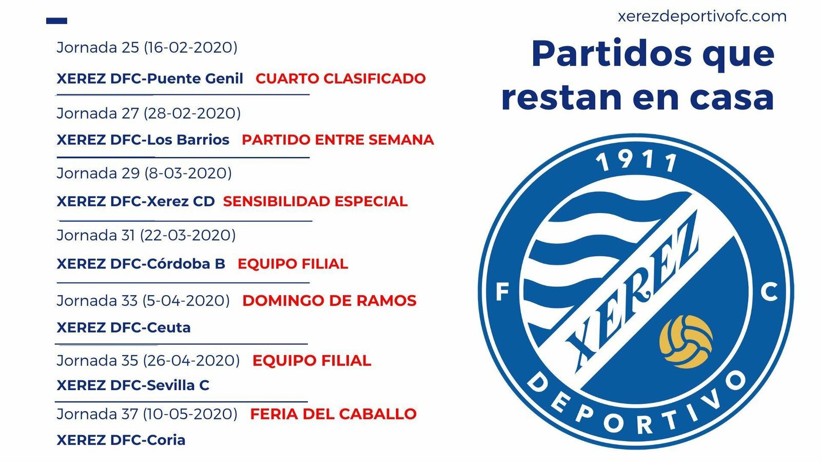 Calendario del XDFC en Chapín.