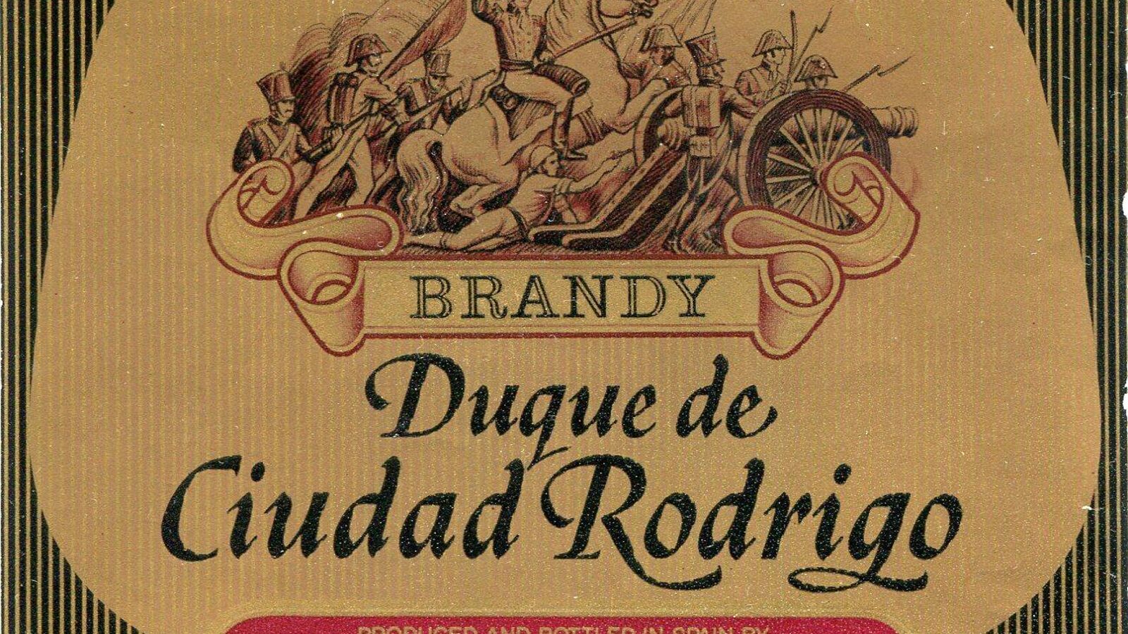 La batalla de Ciudad Rodrigo en una etiqueta de Bodegas Internacionales.