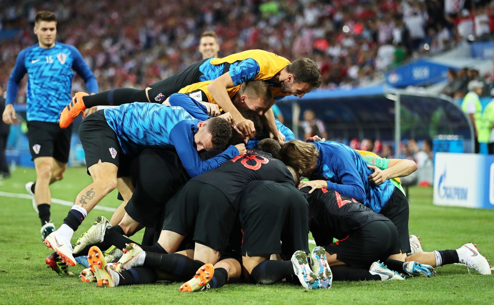 Alegría de los croatas tras vencer a Rusia.