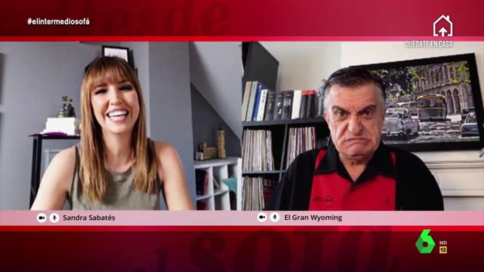 Sandra Sabatés con Wyoming en pleno programa desde casa