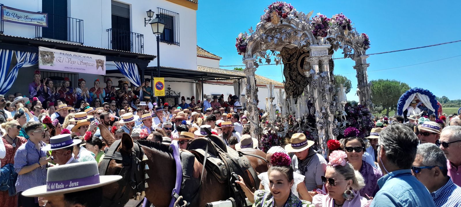 Imágenes de la llegada a la Aldea y presentación de la Hermandad del Rocío de Jerez