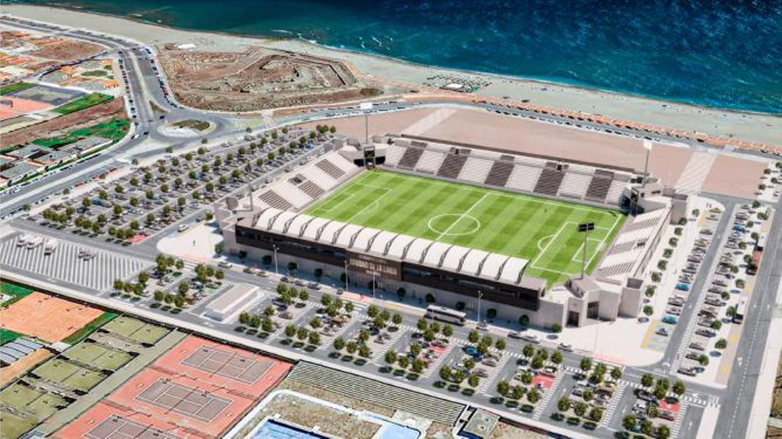 Una recreación del nuevo Estadio Municipal de La Línea.