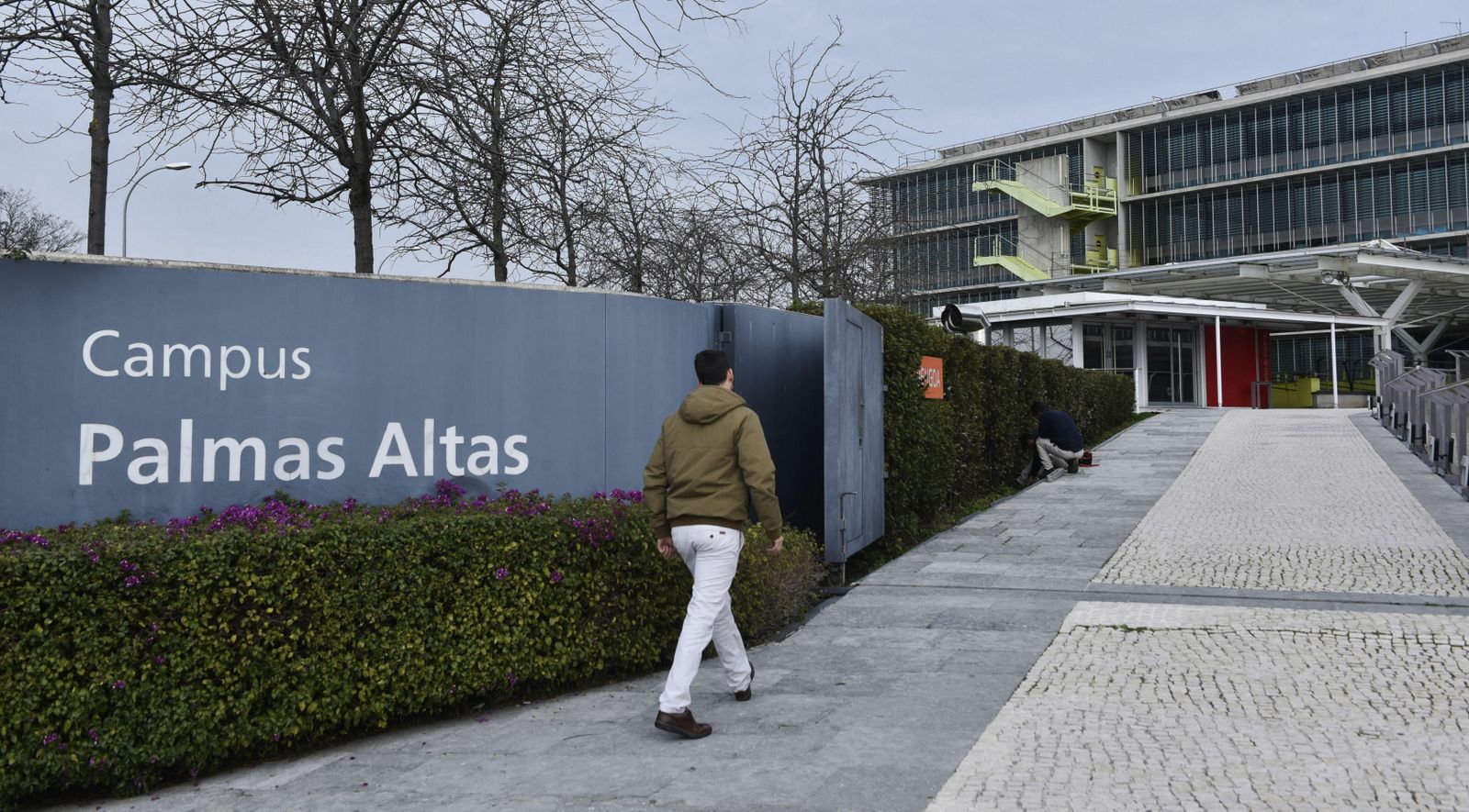 Entrada a los edificios de Palmas Altas de la multinacional Abengoa que acogerán la Ciudad de la Justicia de Sevilla.