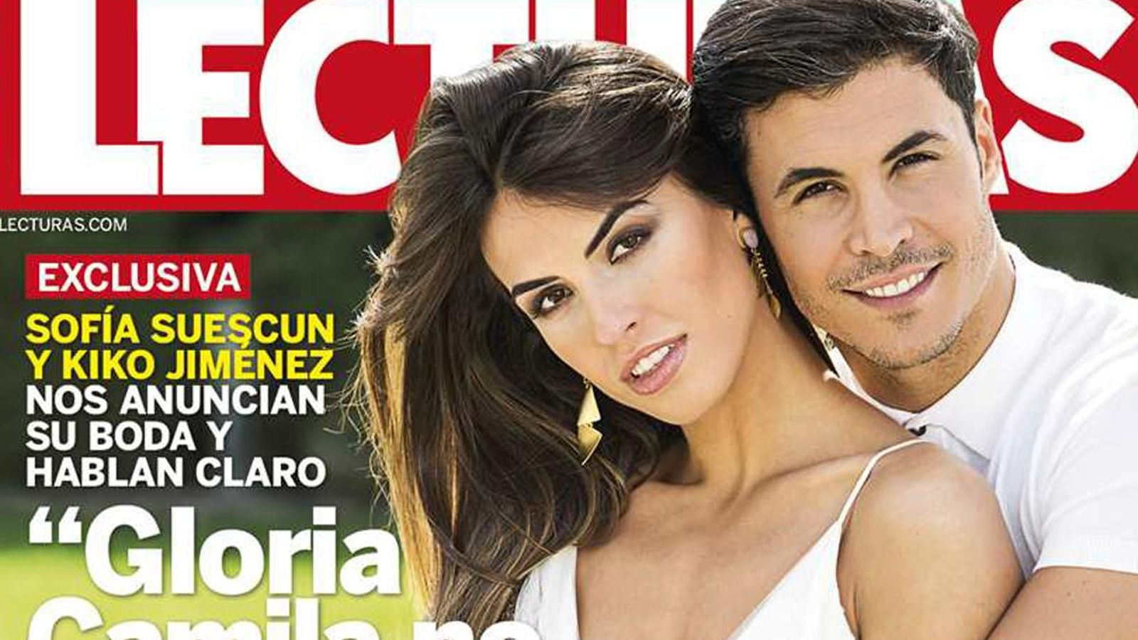 Sofía Suescun y Kiko Jiménez (ex de Gloria Camila, hija a su vez de Ortega Cano), en la portada de Lecturas anunciando su boda.