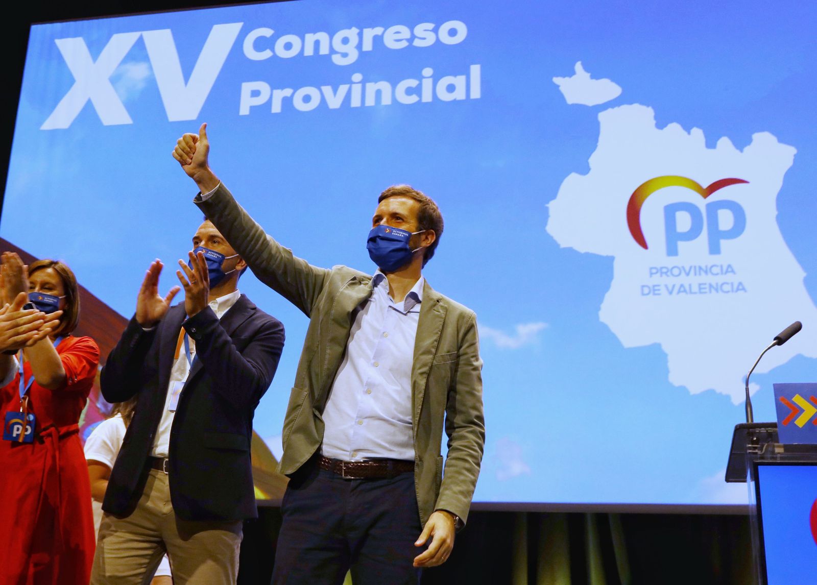 Pablo Casado en la clausura del congreso provincial del PP en Valencia.