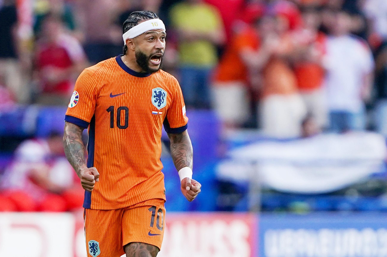 Memphis Depay celebra un gol en la pasada Eurocopa.