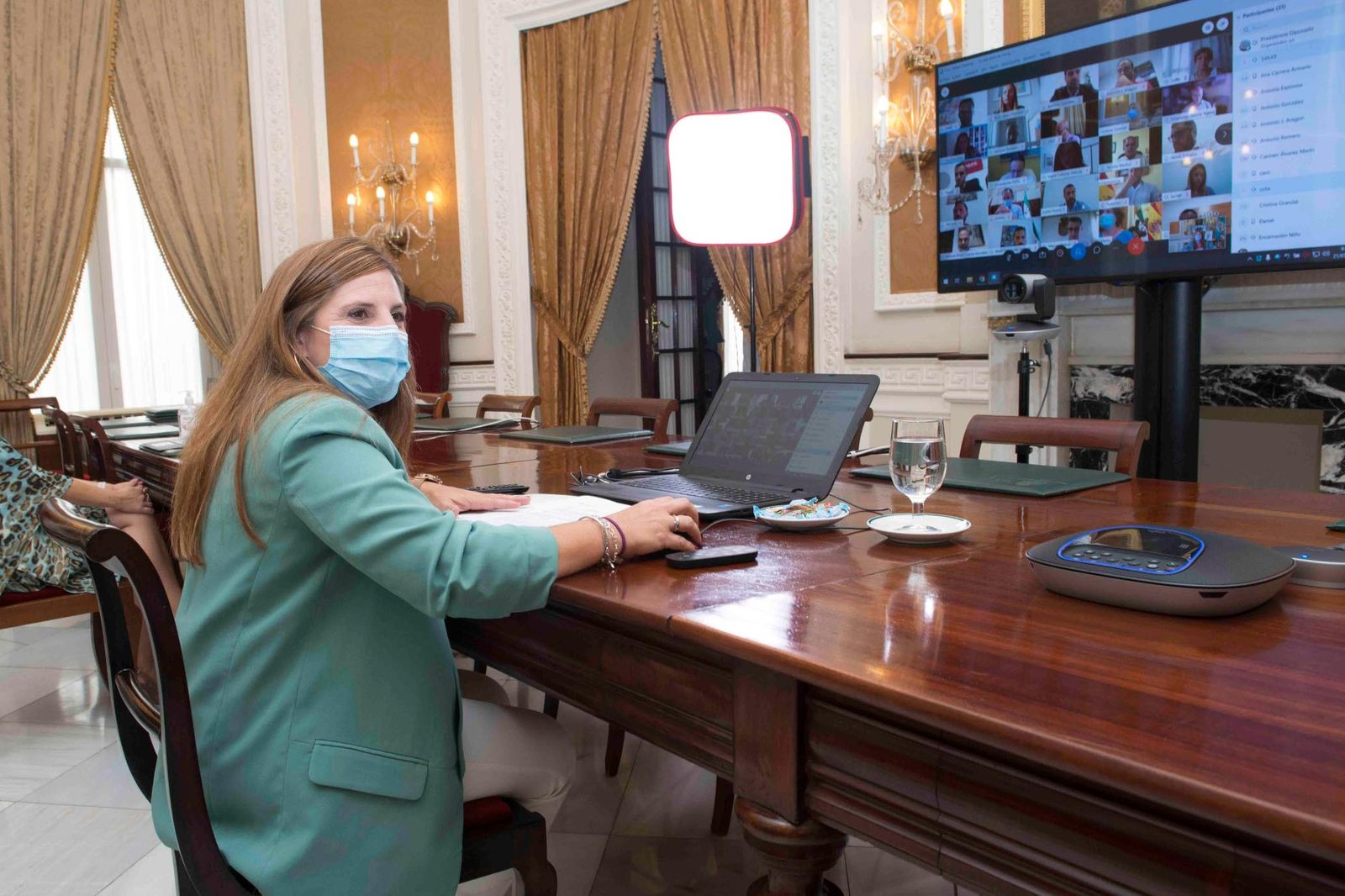 La presidenta de la Diputación, Irene García, durante el Pleno extraordinario.