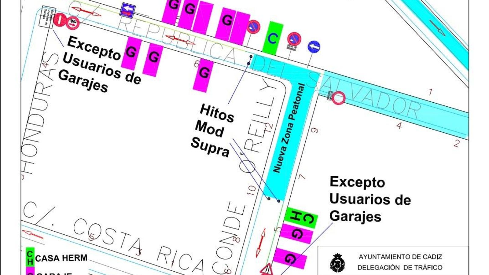 Plano de la peatonalización de la calle Conde de O'Reilly