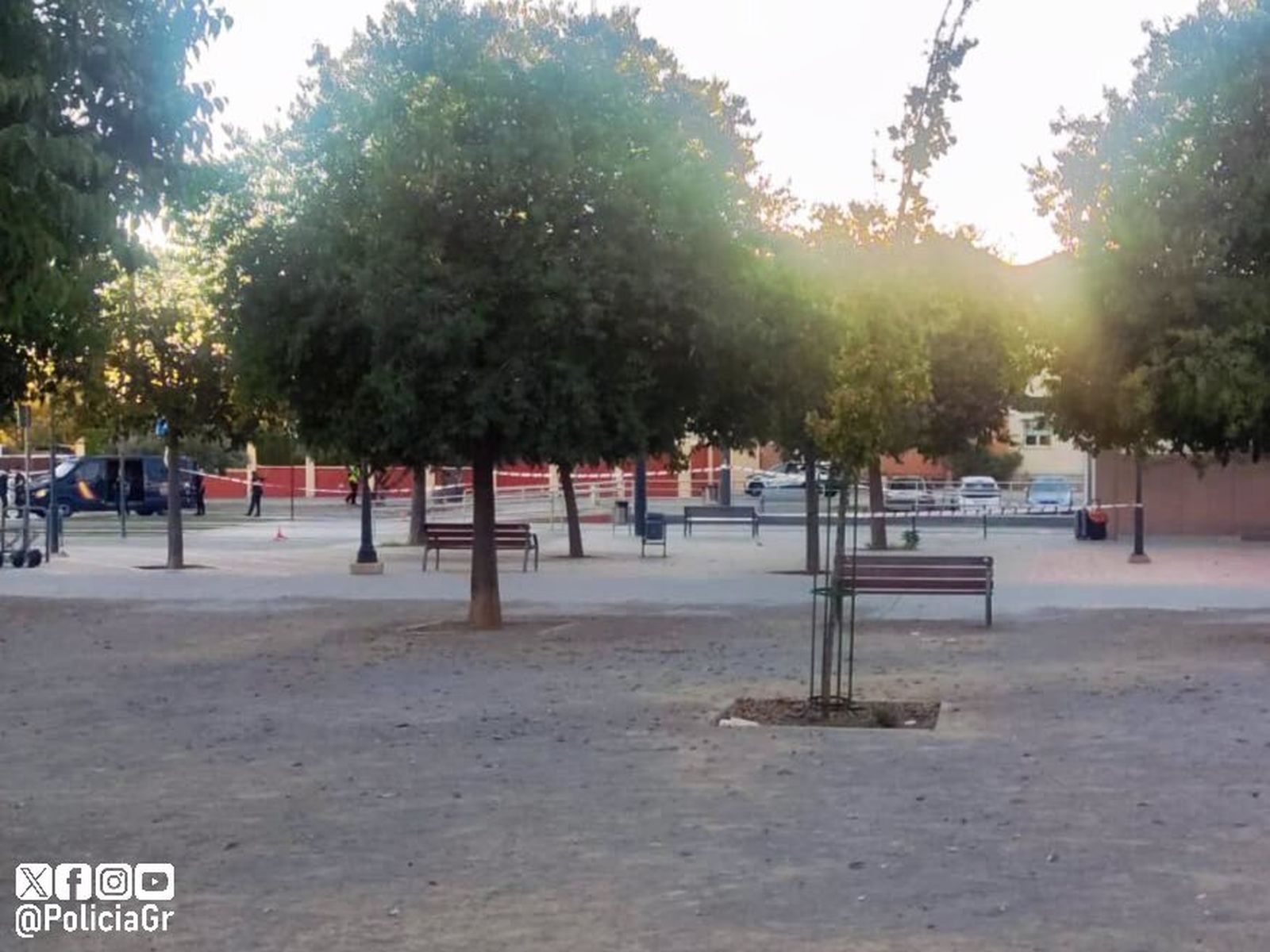 zona acordonada tras el "falso aviso de bomba"