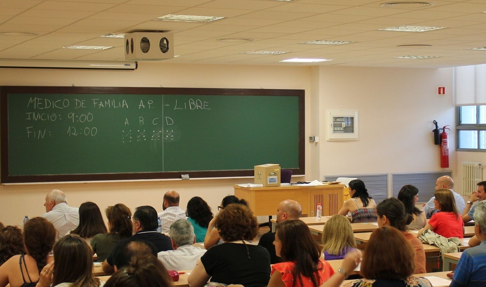 Un aula donde se han celebrado las oposiciones del SAS