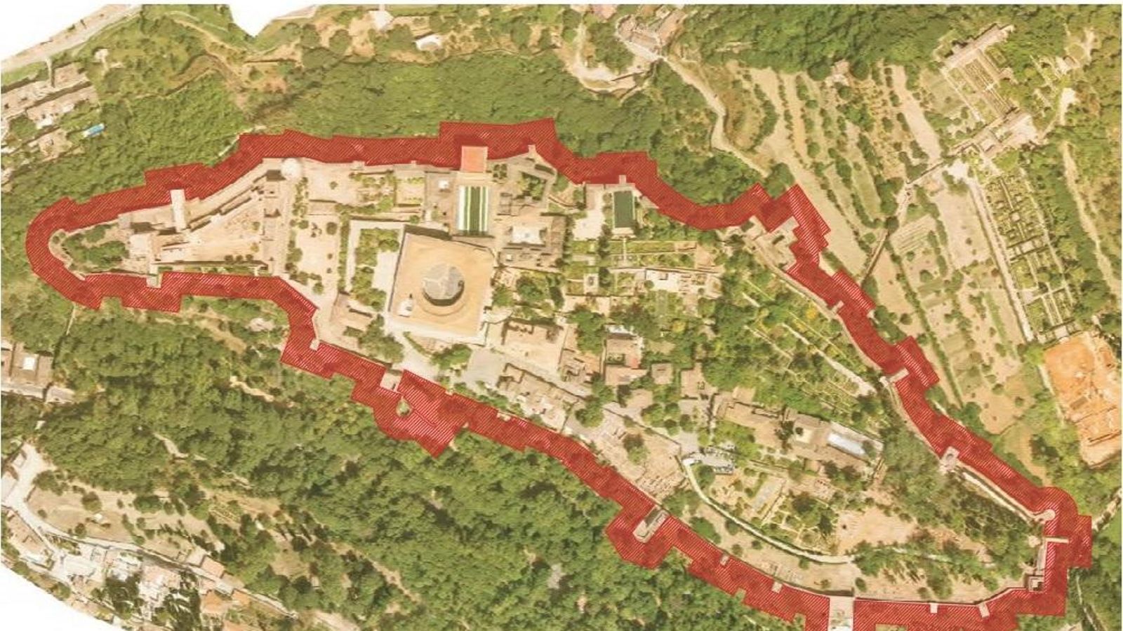 Perímetro de seguridad forestal propuesto en la Alhambra.