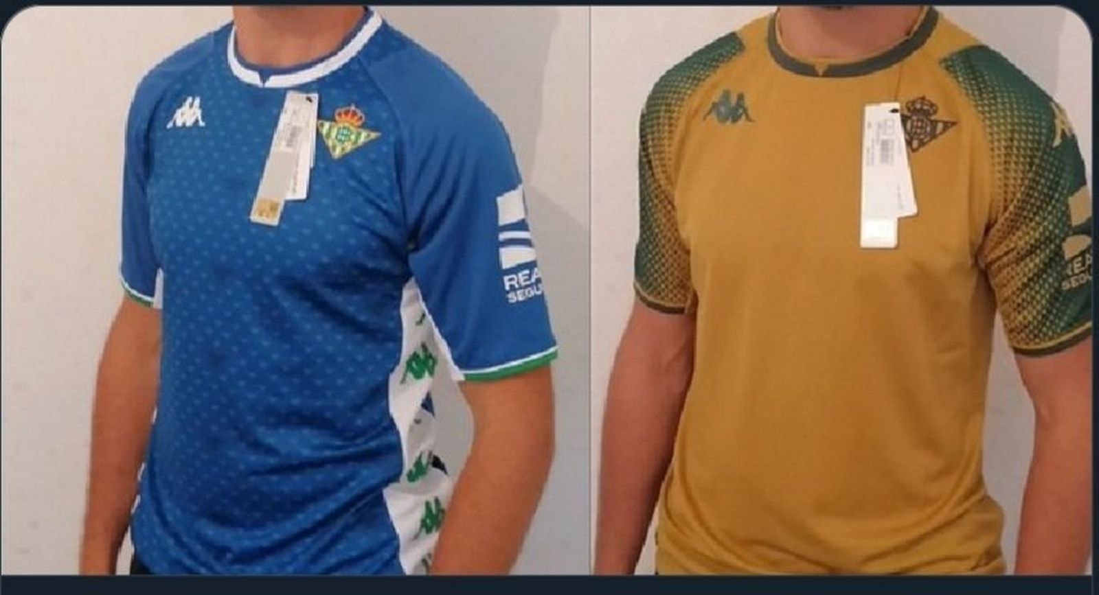 Imagen de la filtración con las dos camisetas del Betis para la 2021-22.