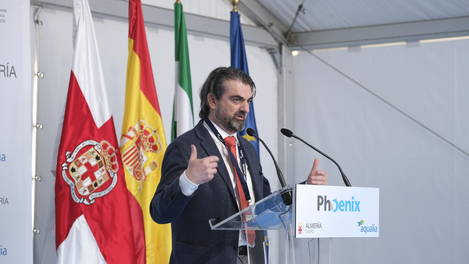 Imágenes de la inauguración del proyecto 'Life Phoenix' de AQUALIA, en la depuradora EDAR El Toyo