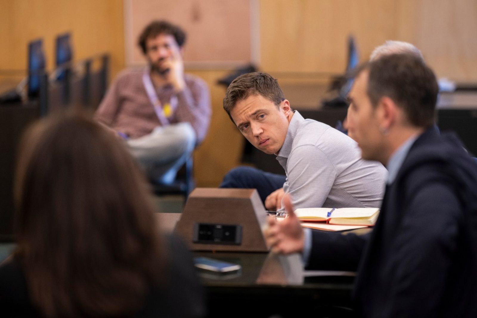Las fotos de los trabajadores de Acerinox con la ministra de Trabajo, Yolanda Díaz