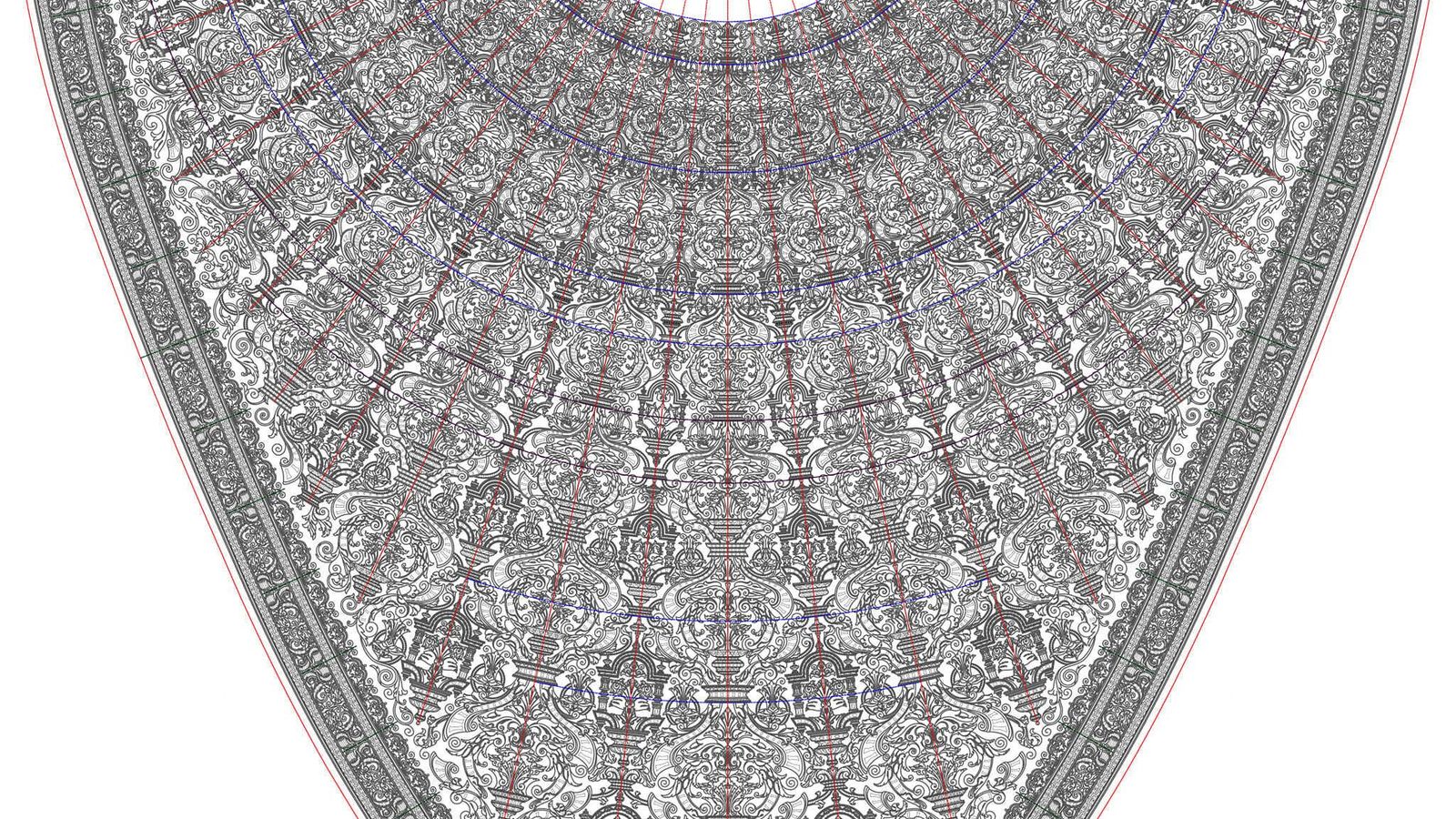 La reconstrucción digital del diseño original de la obra.