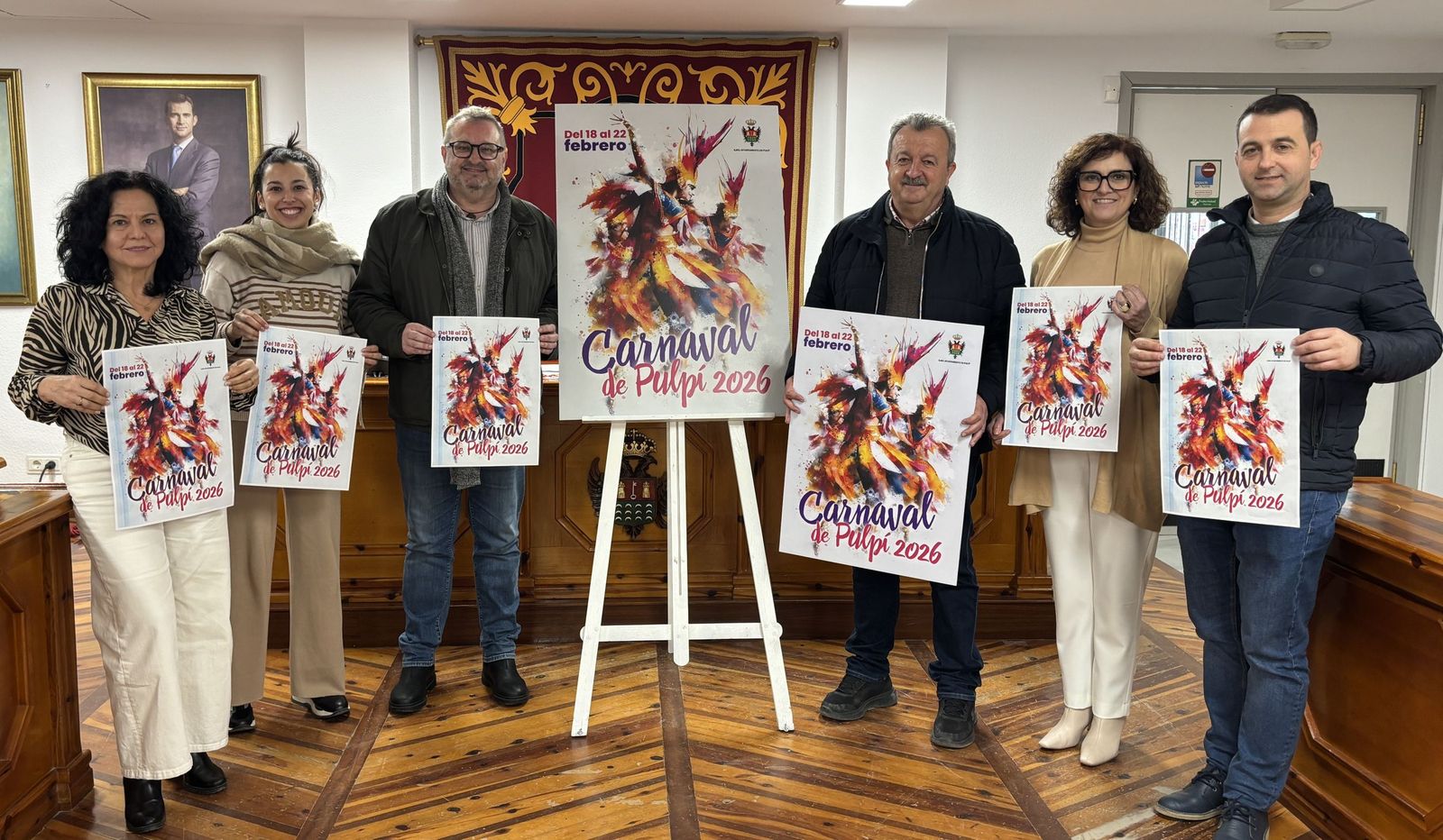 Autoridades de Pulpí presentando el Carnaval que arranca este miércoles en el municipio.
