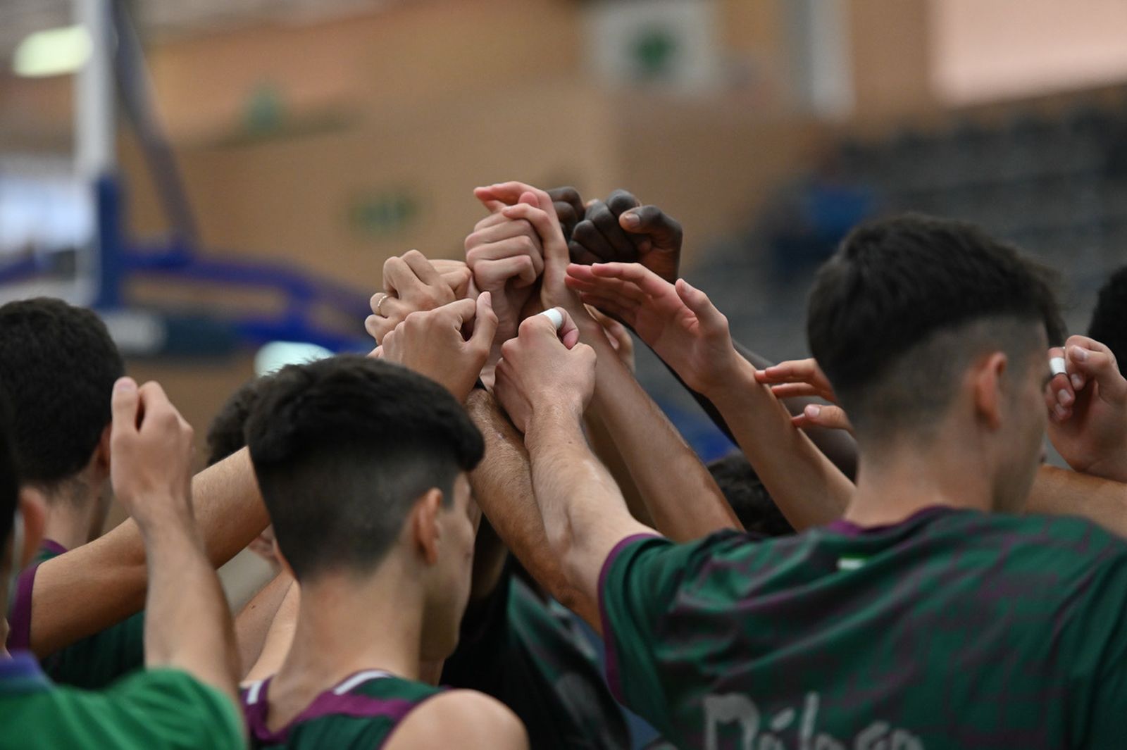 Los jugadores del Unicaja hacen piña.