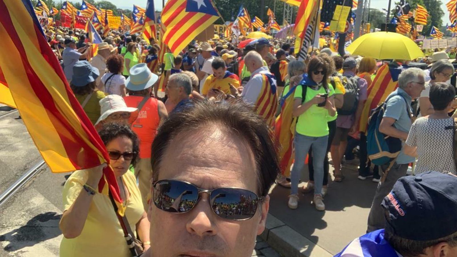 Meylan infiltrado en una manifestación independentista.