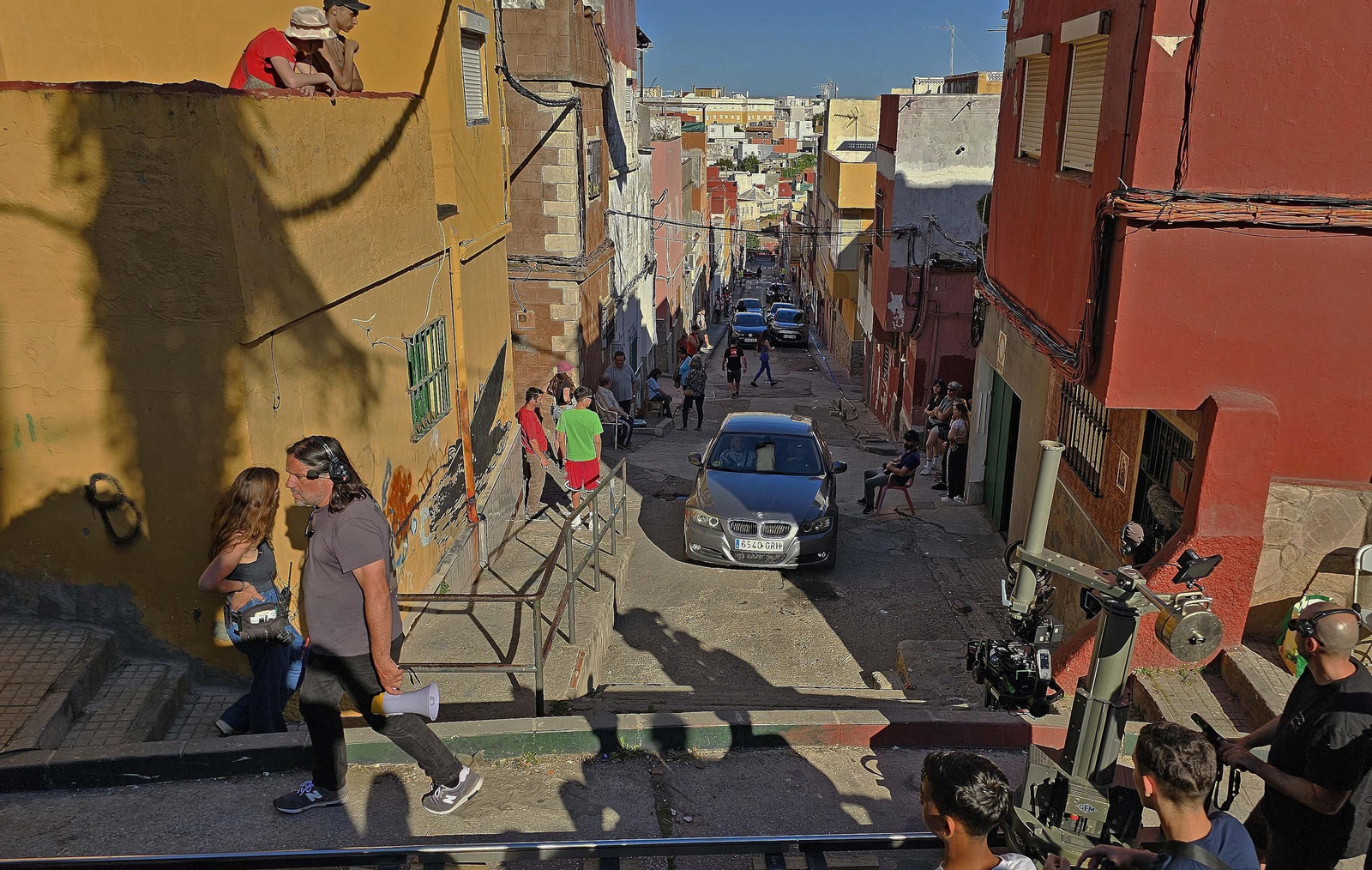 Fotos del rodaje de la serie 'Marbella' en la barriada de La Bajadilla de Algeciras