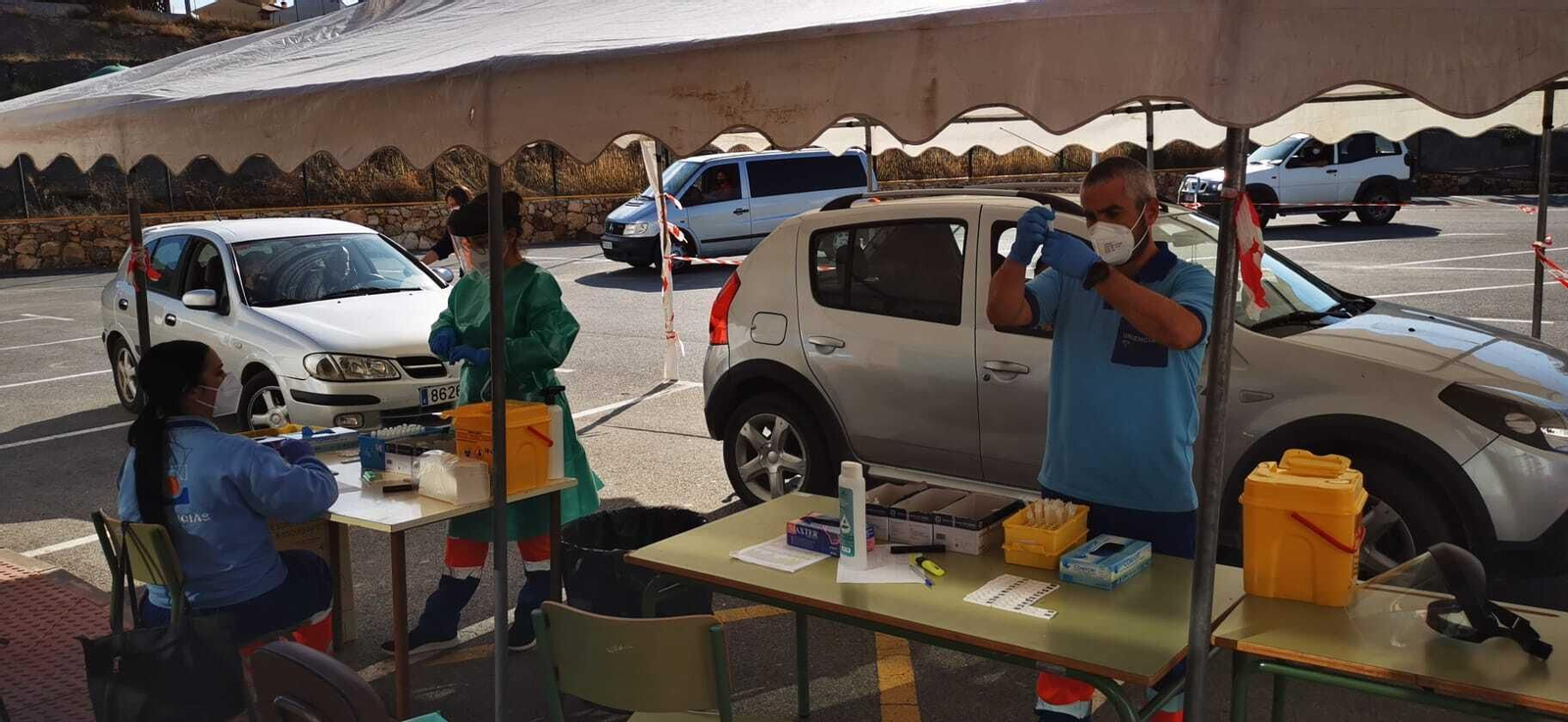 Realización del cribado de test en Albox este miércoles.