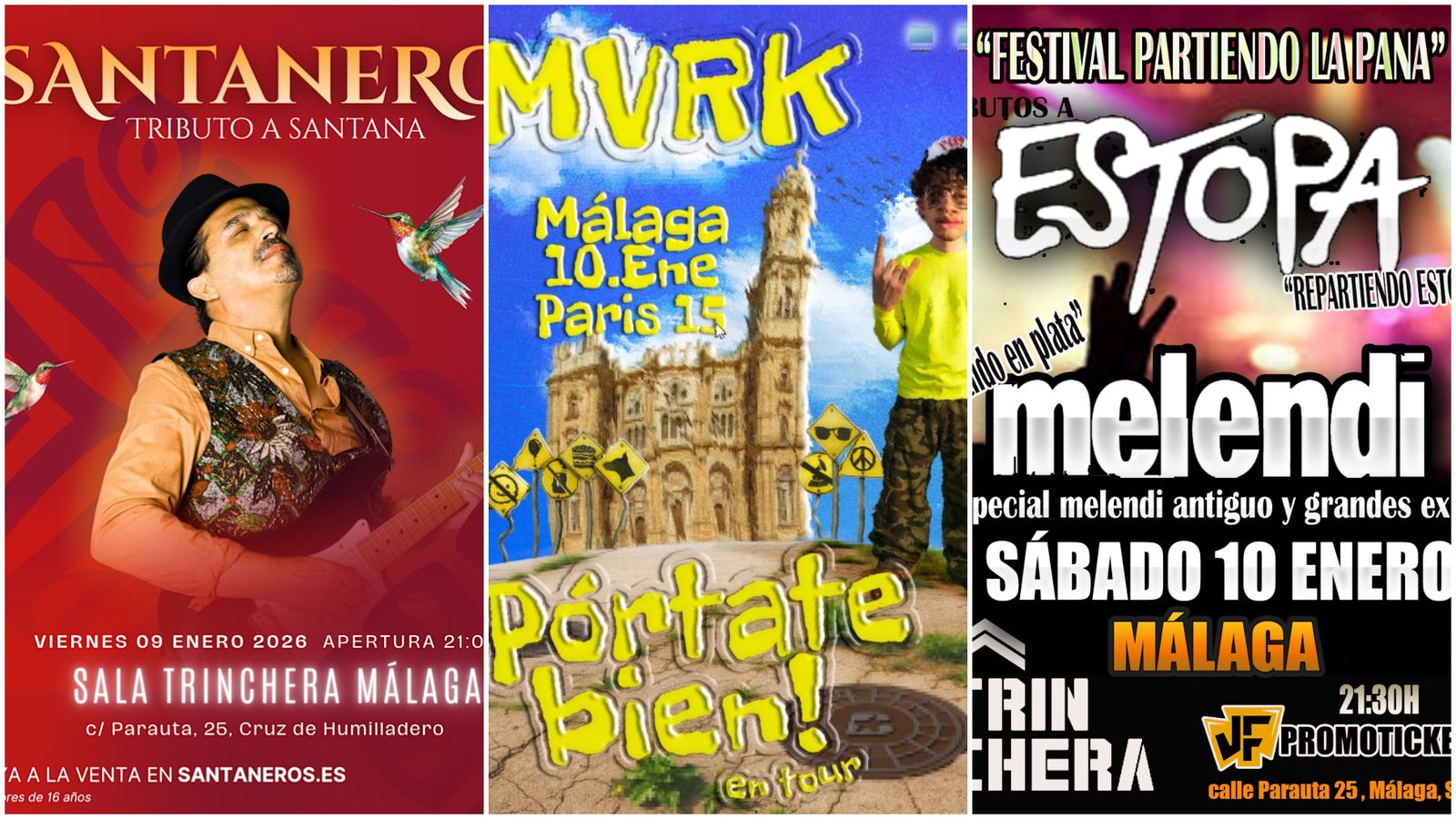 Conciertos en Sala Paris 15 y Trinchera.
