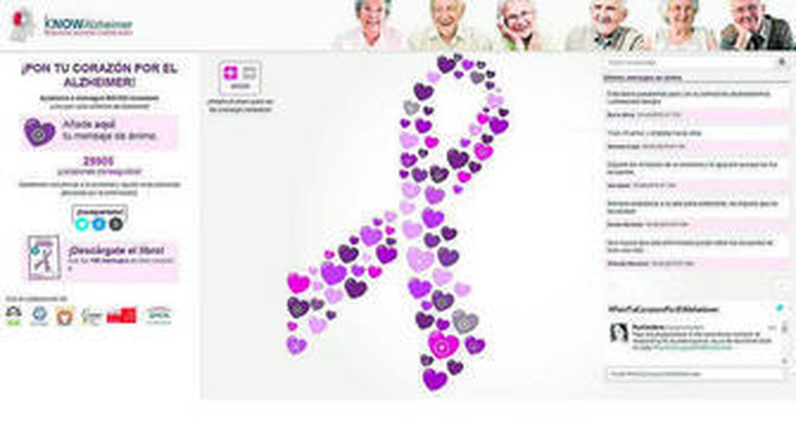 El objetivo de la página del proyecto kNOW Alzheimer es recopilar 800.000 mensajes de apoyo.