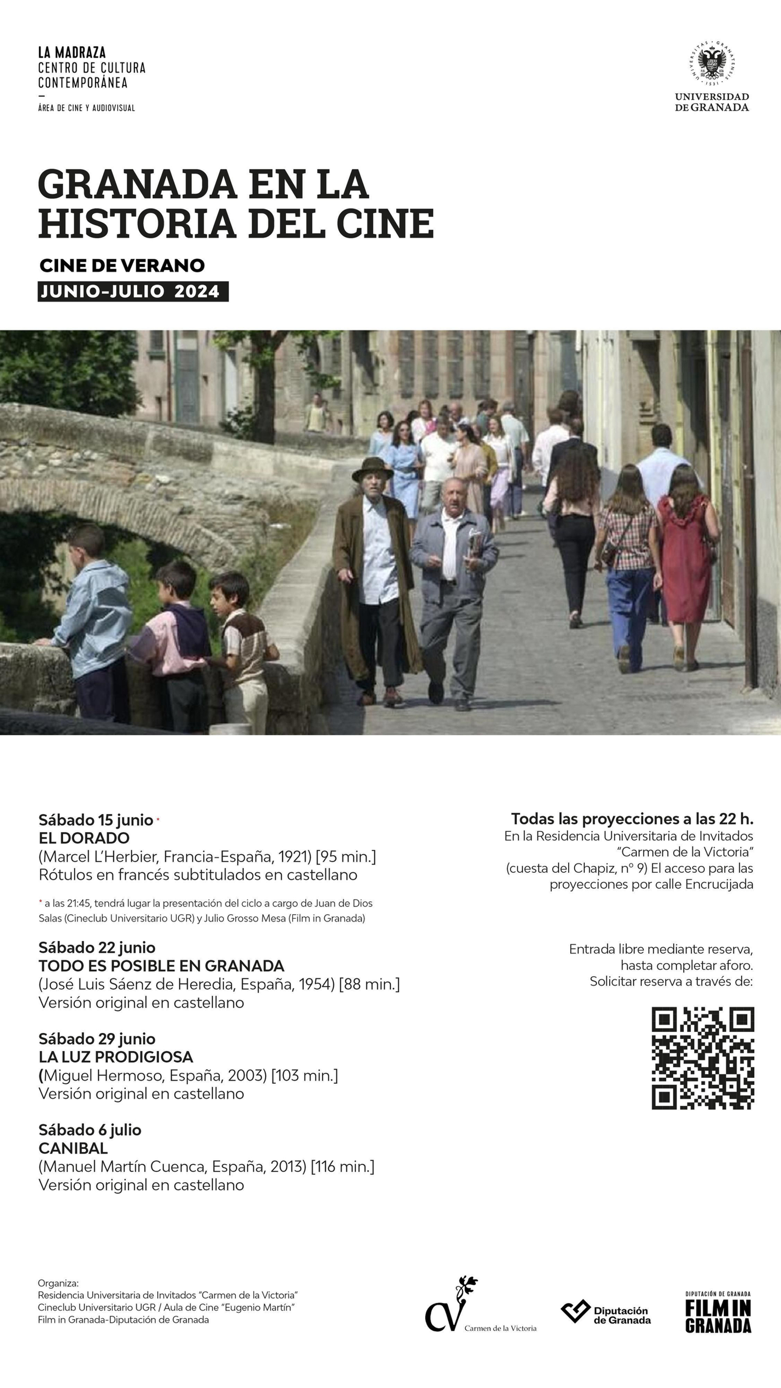 Cartel de "Granada en la historia del cine" del cine de verano