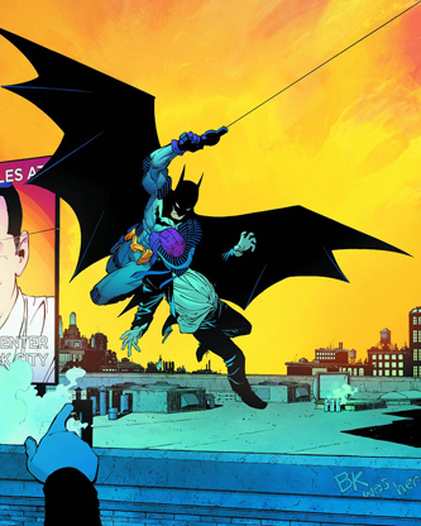 El Hombre Murciélago, en plena acción.