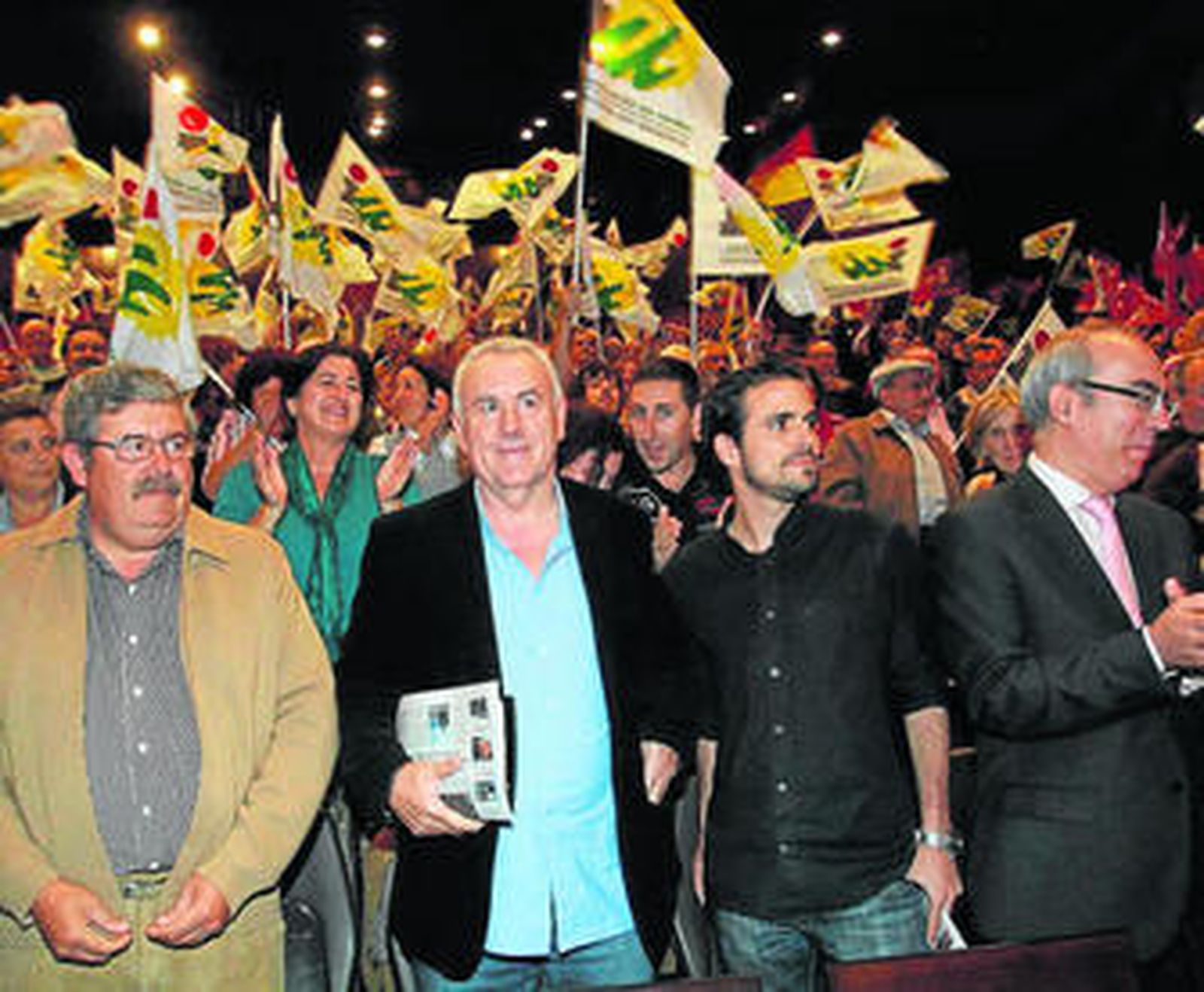 Antonio Romero, Cayo Lara, Alberto Garzón y Pedro Moreno Brenes el pasado día 15 en Málaga.